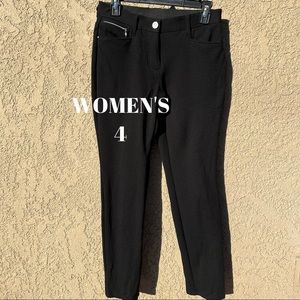 CHICO’S SO SLIMMING Ponte Black Pants Trendy Zipper 5 Pocket